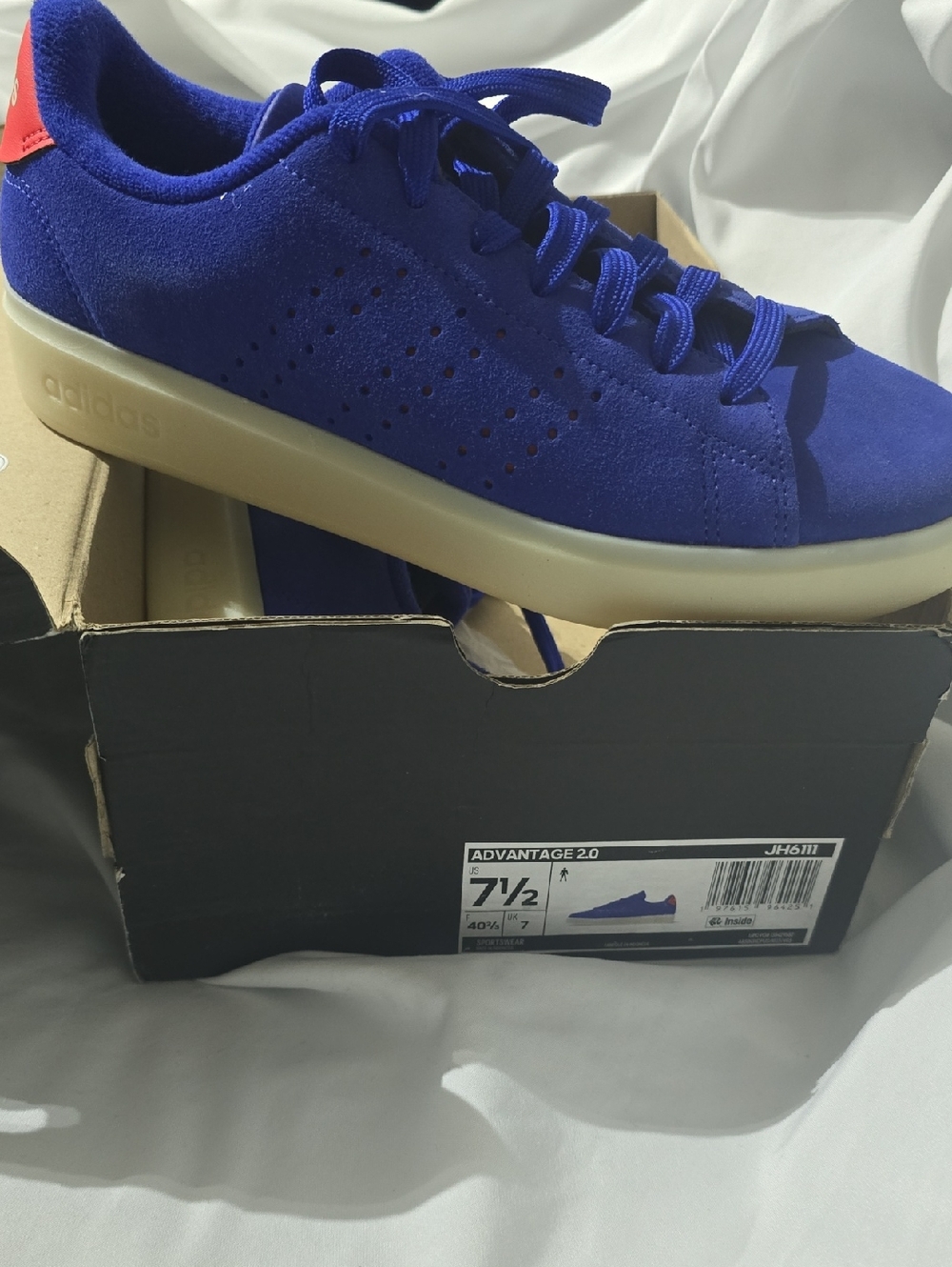 adidas Advantage 2.0 Men’s Suede Sneaker in Royal Blue with Cream Sole